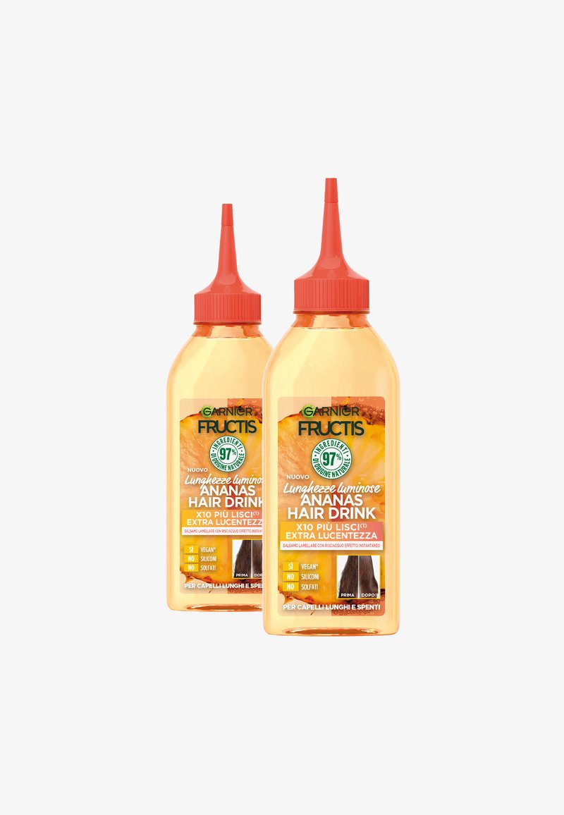 Garnier GARNIER FRUCTIS HAIR DRINK ANANAS LUNGHEZZE LUMINOSE, BALSAMO LAMELLARE CON RISCIACQUO EFFETTO ISTANTANEO CON ESTRATTO DI ANANAS, 200ML - 2 PACK - Balsamo - trasparente
