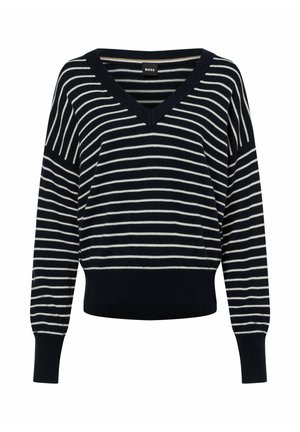 Strickpullover - marine/weiß