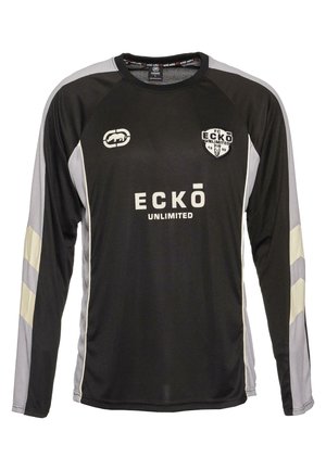 Dugih rukava crni dres s sivim akcente, s okruglim izrezom, logotipom ECKŌ UNLIMITED i kontrastnim trakama na ramenima. Lagani materijal.