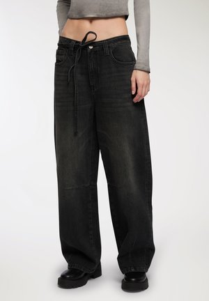 BALLOON CON CINTURA - Jeans baggy - nero denim