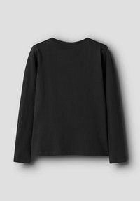 Schwarzes langärmliges T-Shirt aus Baumwolle, mit einem runden Halsausschnitt und einem schlichten Design ohne sichtbare Logos oder Muster.