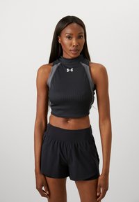 Under Armour HEATGEAR RIB - Top - black/castlerock/white