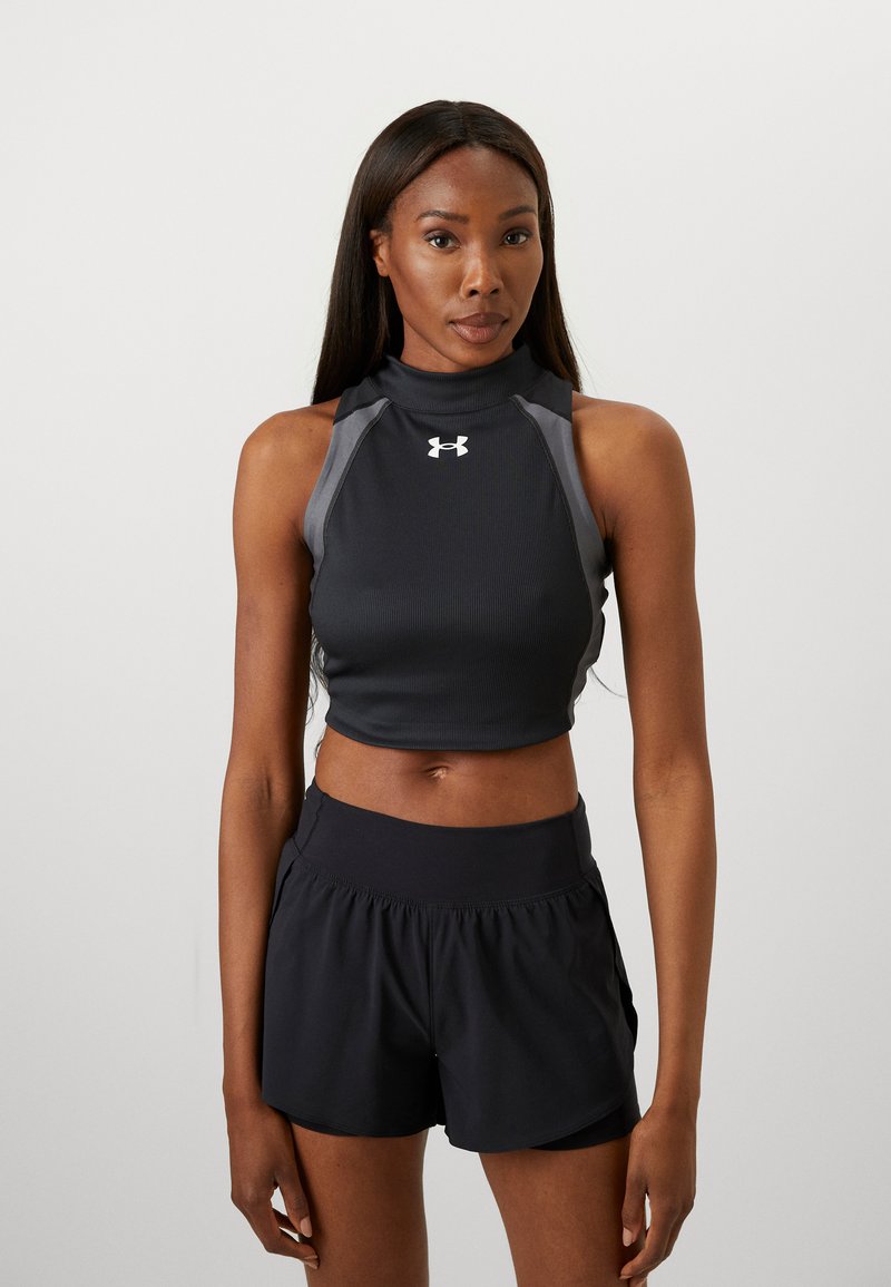 Under Armour HEATGEAR RIB - Top - black/castlerock/white
