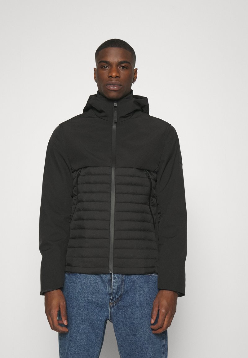 Calvin Klein QUILTED MIX MEDIA JACKET HOOD Blouson black/noir ZALANDO.FR