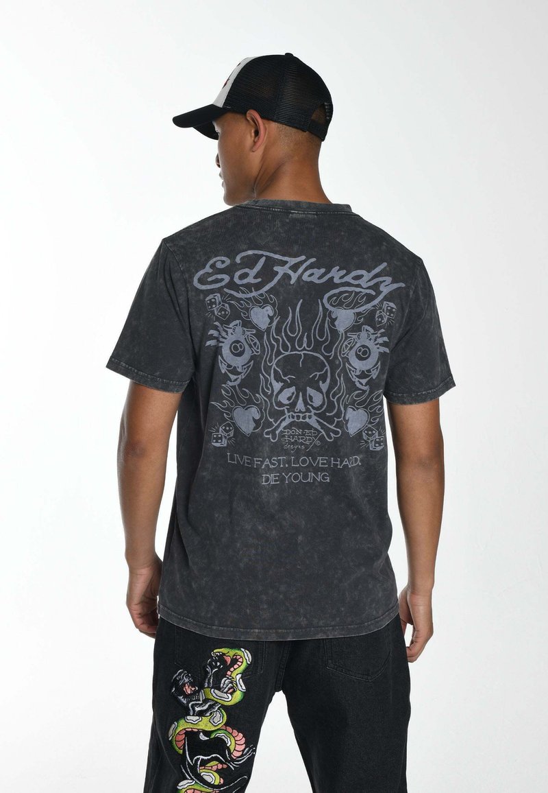Ed Hardy MONO-FLASH-LOGO  - Camiseta estampada - charcoal