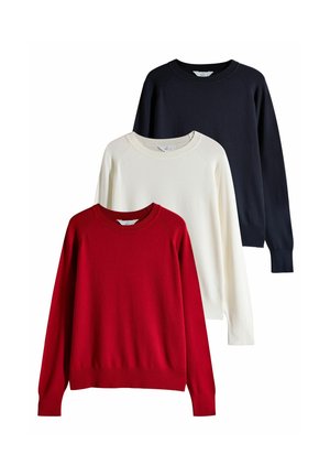 REGULAR FIT-3 PACK CREW NECK - Neule - red/navy/cream