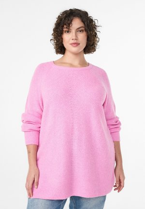 Striktrøje - pink frosting mel