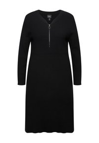 Ulla Popken ZIP FRONT - Robe pull - black