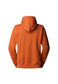 Felpa arancione con cappuccio realizzata in tessuto morbido. Presenta una tasca a marsupio e polsini a coste. Logo stampato in un colore a contrasto sulla parte posteriore.