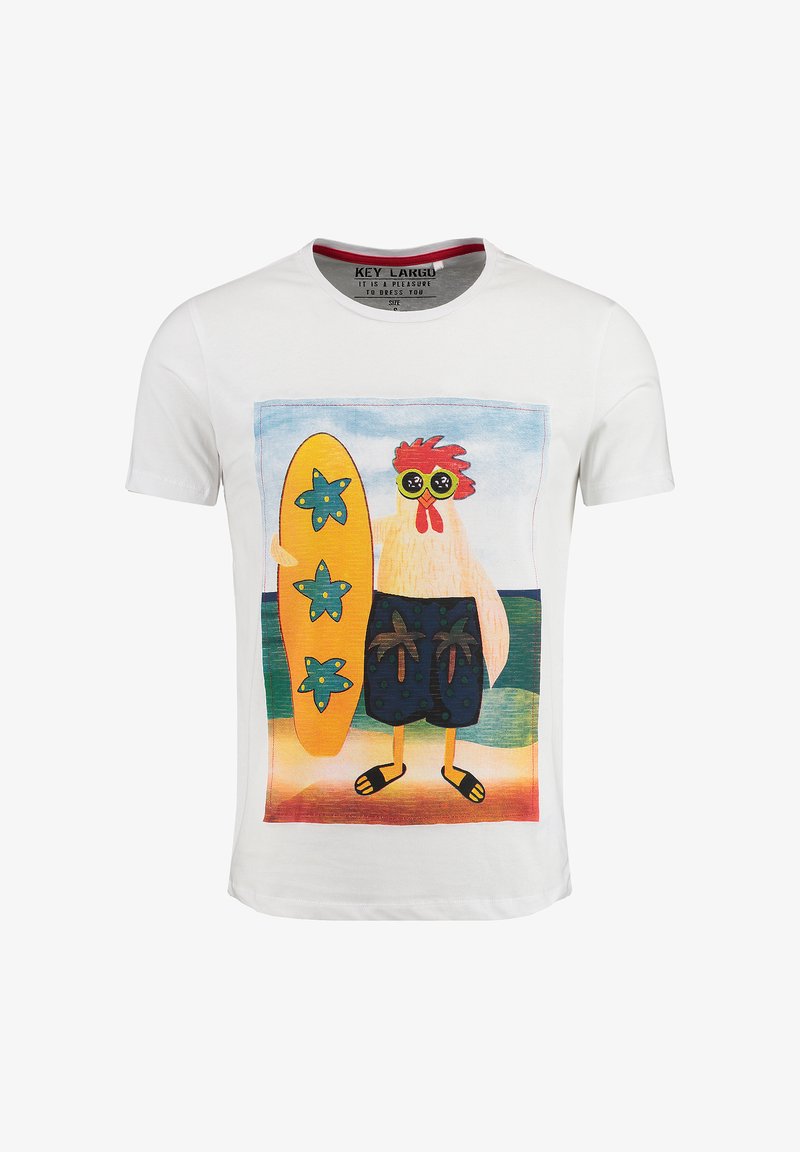Key Largo MT SURFING CHICKEN - T-shirt imprimé - white