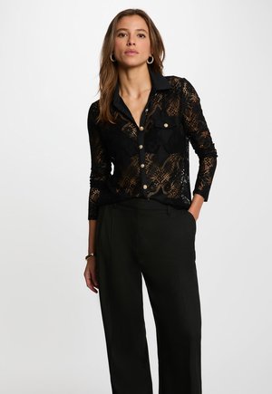 Morgan, MORGAN MORGAN LACE SHIRT WITH A NOTCHED COLLAR - Blusa abotonada - noir