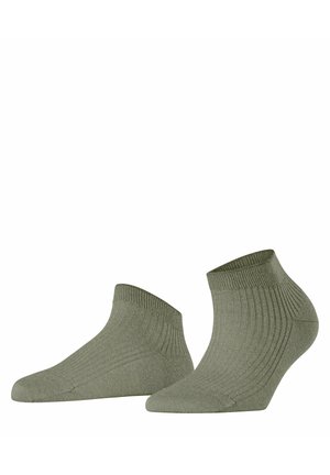 Groene enkel sokken met een ribbelstructuur, voorzien van een strakke pasvorm en een gladde afwerking. Gemaakt van een zachte, rekbare stof voor comfort.