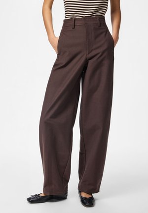 Pieces HOSE PCRIKKE BARREL - Bukser - hot fudge