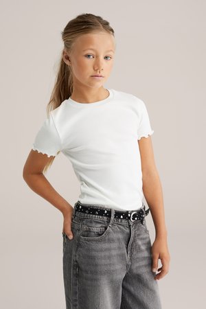 WE Fashion MET STRUCTUUR - Tričko s potlačou - white