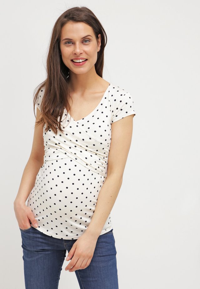 FIONA - Basic T-shirt - off white/navy blue