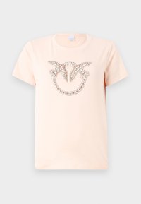 QUENTIN LOGO BIRDS RICAMATO - Nyomott mintás póló - pale pink