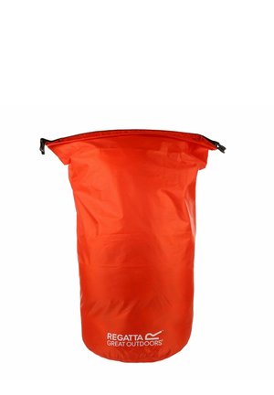 Bright orange dry bag with roll-top closure and black buckle, branded "Regatta Great Outdoors" for outdoor water protection.