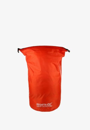 Bright orange dry bag with roll-top closure and black buckle, branded "Regatta Great Outdoors" for outdoor water protection.