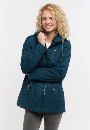 Ragwear Monadis Rainy II Winterjas voor dames, lange regenjas, waterdicht, warm gevoerd, met capuchon, XS-5XL, Navy23, 3XL