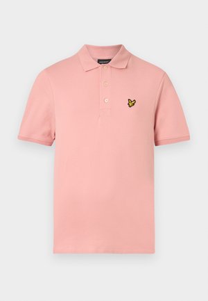 Svijetloružičasta polo majica od pamuka s klasičnim ovratnikom, dvostrukim kopčanjem na gumbe i malim žutim vezanim logom na prsima.