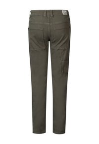 Olivengroene cargobroek met vijf zakken, versterkte naden en een slim fit ontwerp. Gemaakt van een duurzaam katoenen stofmix.