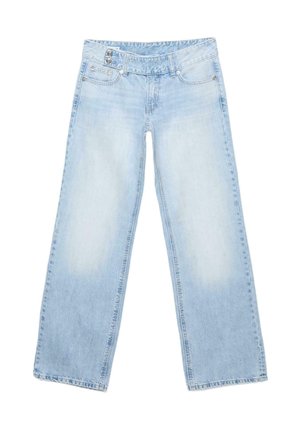 Stradivarius, LOW-WAIST STRAIGHT-LEG HAMMER-LOOP JEANS - Jean boyfriend - mottled royal blue