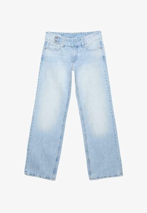 Stradivarius, LOW-WAIST STRAIGHT-LEG HAMMER-LOOP JEANS - Jean boyfriend - mottled royal blue