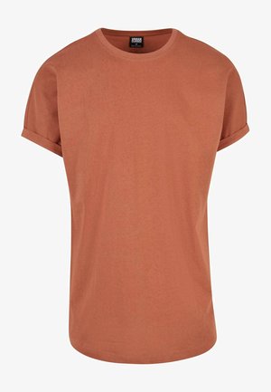 Urban Classics, LONG SHAPED TURNUP TEE - T-shirts basic - terracotta