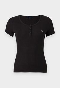 SLIM BUTTON C NECK - T-shirt basique - black