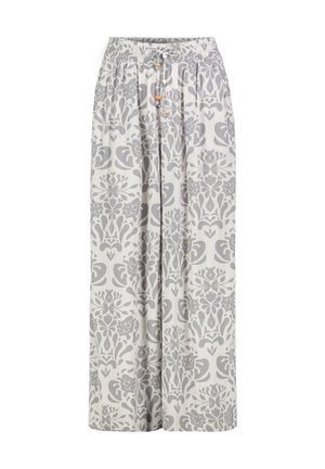 GEMUSTERTE MIT KORDELZUG UND WEITEM BEIN - Stoffhose - grau
