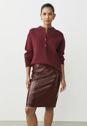 Fustă tip creion - burgundy red