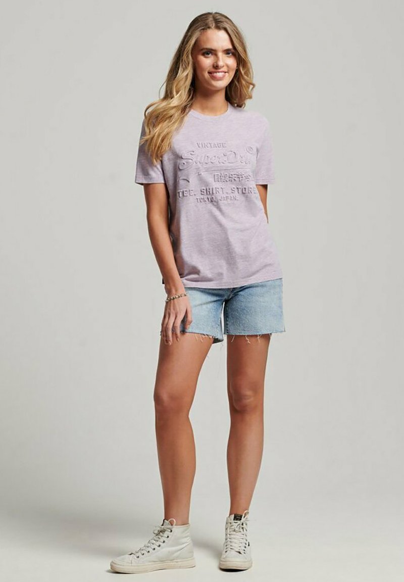 Superdry VINTAGE LOGO EMBOSSED Tshirt print oxford purple snowy