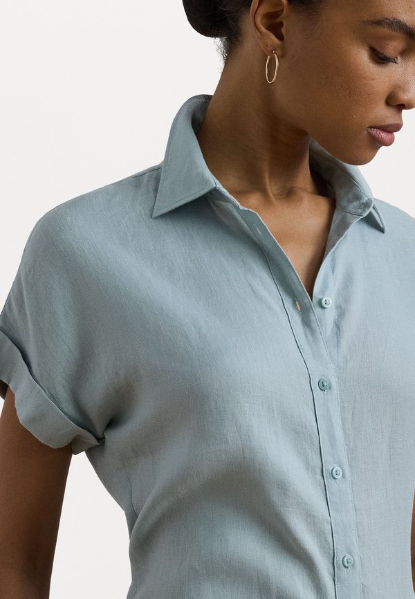 RELAXED FIT LINEN SHORT SLEEVE SHIRT - Button-down blouse - aqua pearl4