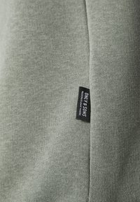 Felpa verde chiaro con una texture liscia, caratterizzata da una piccola etichetta nera del marchio cucita sul lato. Design semplice e classico senza abbellimenti.