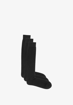 Calzini neri alla caviglia in confezione da tre, realizzati in cotone liscio, con polsino a costine e punta senza cuciture per comfort e durata.