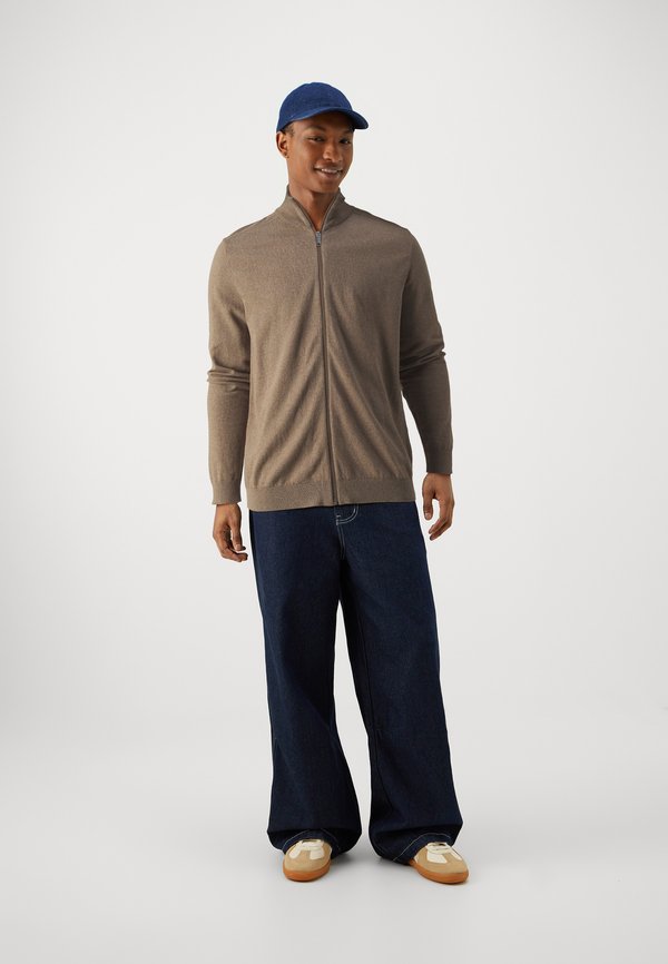 SLHBERG FULL ZIP - Cardigan - teak melange3