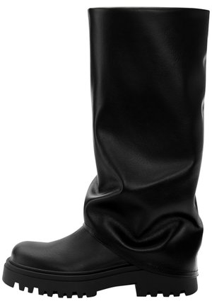 WRINKLED-EFFECT GAITER - Stivali con plateau - black