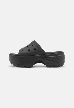 STOMP SLIDE UNISEX - Magas sarkú papucsszandálok - black