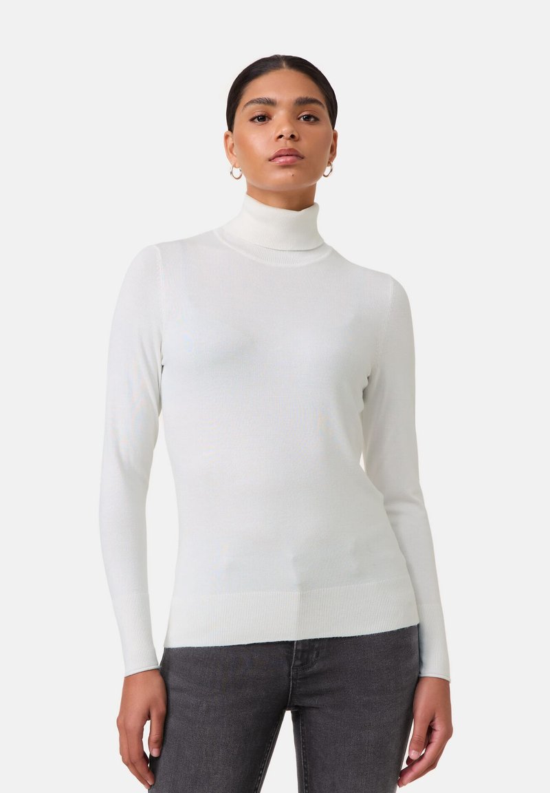 Taifun LANGARM RUND BASIC MIT ROLLKRAGEN - Strickpullover - offwhite