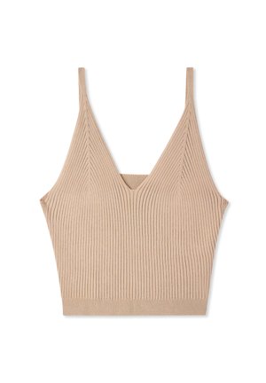 Bralette a coste nuda con scollatura a V, spalline regolabili e orlo corto. Realizzato in materiale morbido ed elasticizzato per un comfort ottimale.