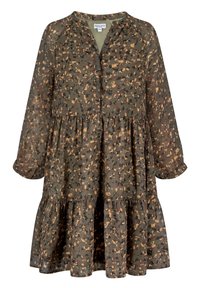 happy girls GEMUSTERTES MIT TRANSPARENTEM ÄRMEL - Denní šaty - olive