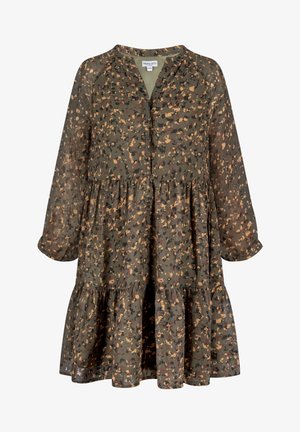 happy girls GEMUSTERTES MIT TRANSPARENTEM ÄRMEL - Vestido informal - olive