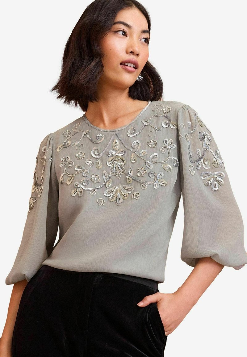 Love & Roses EMBELLISHED 3/4 SLEEVE - Blúzka - grey