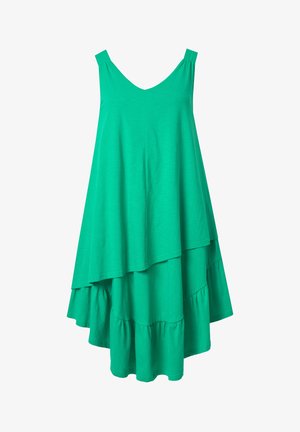 Ulla Popken, MIDIKLEID, STRUKTUR, V-AUSSCHNITT, ÄRMELLOS, BIOBAUMWOLLE - Jerseykleid - summer green