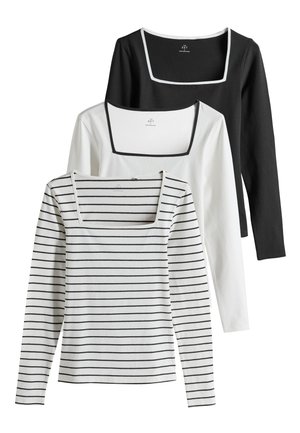 THE SET, REGULAR FIT - 3 PACK SQUARE NECK - Longsleeve - black/white stripe