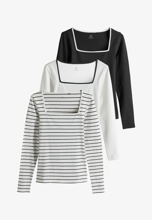 THE SET, REGULAR FIT - 3 PACK SQUARE NECK - Long sleeved top - black/white stripe