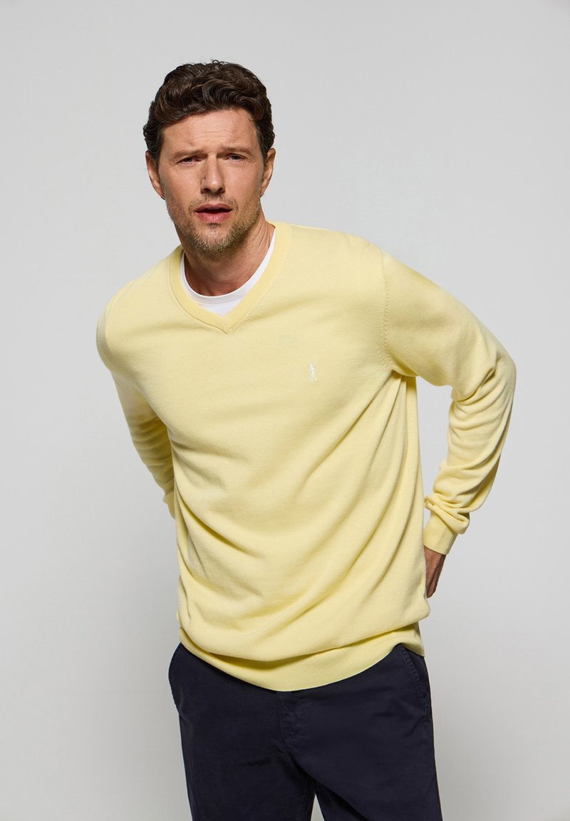Polo Club V NECK RIGBY - Stickad tröja - light yellow