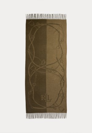 BELTING-MOTIF & LOGO JACQUARD WRAP SCARF - Huivi - dark olive/camel