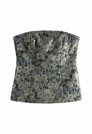 REGULAR FIT - METALLIC JACQUARD STRUCTURED LONGLINE BANDEAU   - Felső - grey gold