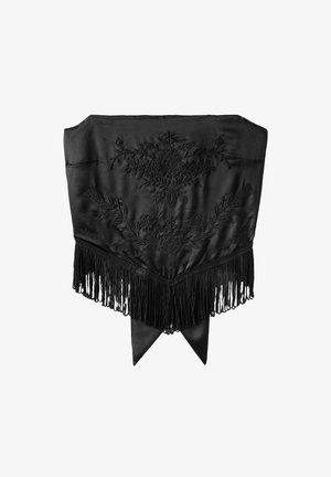 Stradivarius, EMBROIDERED FRINGE BUSTIER TOP - Débardeur - black